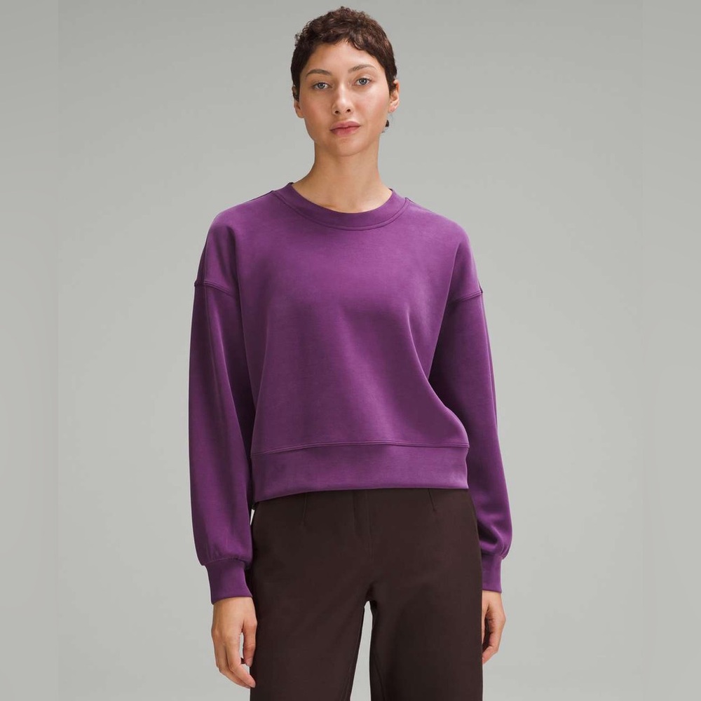 Lululemon Softstreme Perfectly Oversized Cropped Crew Dramatic Magenta Size 6